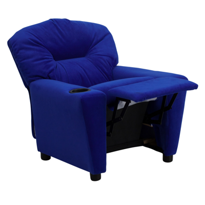 Shop Flash Furniture Contemporary Blue Microfiber Kids Recliner With Cup Holder