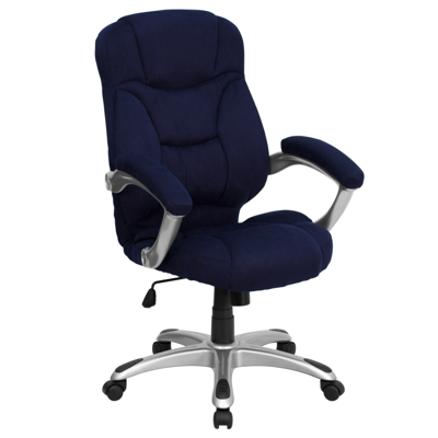 Shop Flash Furniture High Back Navy Blue Microfiber Contemporary Executive Swivel Chair With Arms