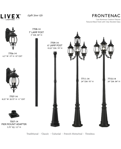 Livex Frontenac 3 Light Outdoor Post Light In Textured Black
