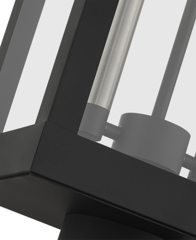 Livex York 2 Light Outdoor Post Top Lantern In Black With Brushed Nickel