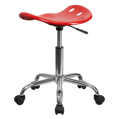 Shop Flash Furniture Vibrant Red Tractor Seat And Chrome Stool