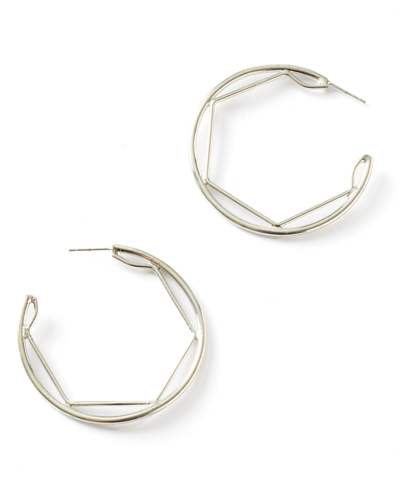Shop Matr Boomie Bhavani Silver-tone Geometric Hoop Earrings