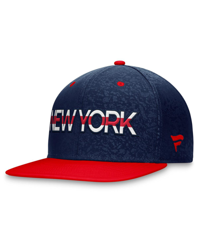 Fanatics Branded  Navy/red New York Rangers Authentic Pro Rink Two-tone Snapback Hat In Navy,red