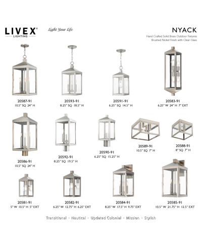 Shop Livex Nyack 1 Light Outdoor Pendant Lantern In Brushed Nickel