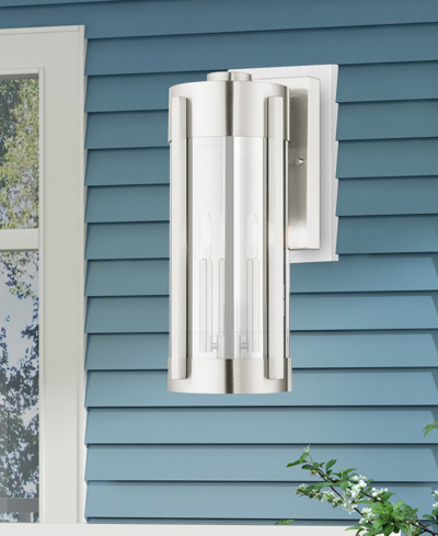 Livex Sheridan 3 Light Outdoor Wall Lantern In Brushed Nickel
