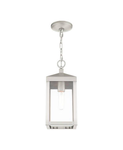 Livex Nyack 1 Light Outdoor Pendant Lantern In Brushed Nickel