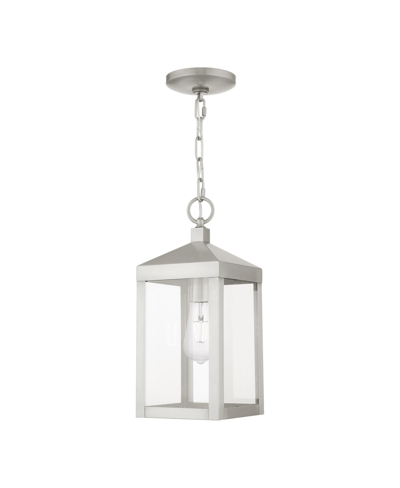 Livex Nyack 1 Light Outdoor Pendant Lantern In Brushed Nickel