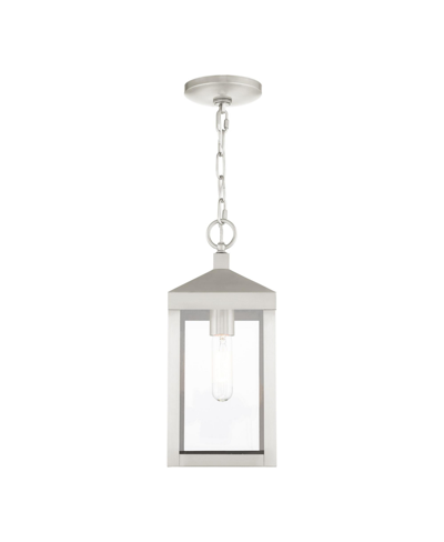 Livex Nyack 1 Light Outdoor Pendant Lantern In Brushed Nickel