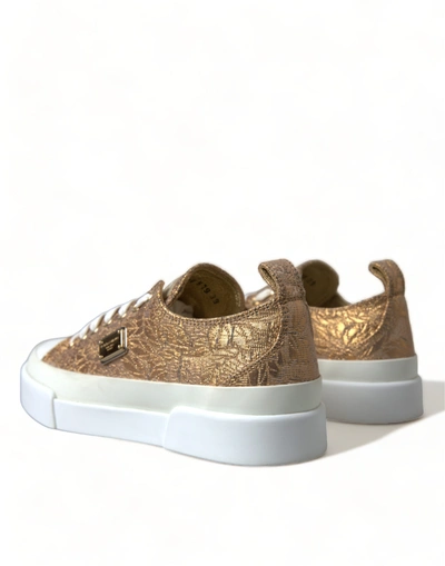 Shop Dolce & Gabbana Gold White Brocade Low Top Sneakers Women Women's Shoes