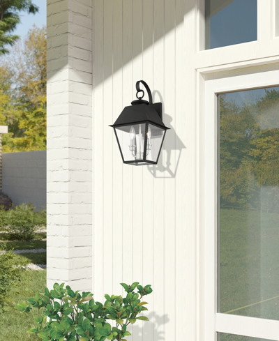 Livex Wentworth 2 Light Outdoor Wall Lantern In Black With Brushed Nickel