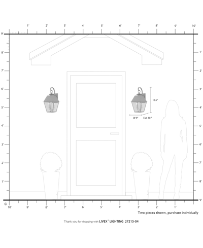 Livex Wentworth 2 Light Outdoor Wall Lantern In Black With Brushed Nickel