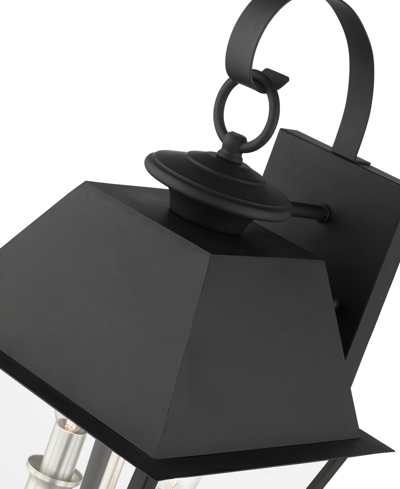 Livex Wentworth 2 Light Outdoor Wall Lantern In Black With Brushed Nickel