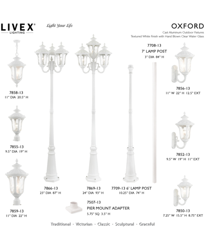 Shop Livex Oxford 3 Light Outdoor Post Light In Textured White
