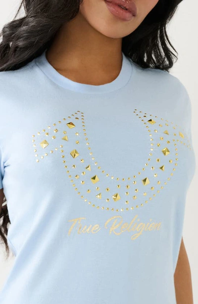 True Religion Brand Jeans Studded Logo Graphic T-shirt In Chambray Blue