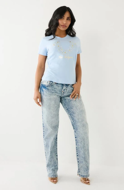 True Religion Brand Jeans Studded Logo Graphic T-shirt In Chambray Blue