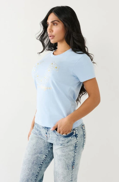 True Religion Brand Jeans Studded Logo Graphic T-shirt In Chambray Blue