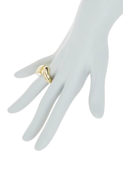 Shop Covet Imitation Pearl Wrap Ring In Gold/ White