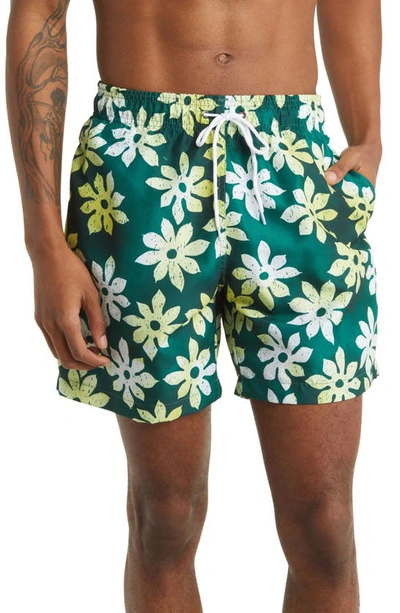 Shop Trunks Surf & Swim Co. Sano Floral Swim Trunks In Watercolor Floral Golden Egg