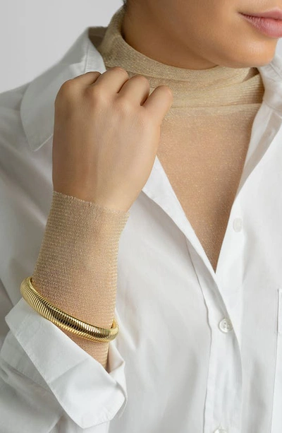 Shop Adornia Ribbed Stretch Bracelet In Gold