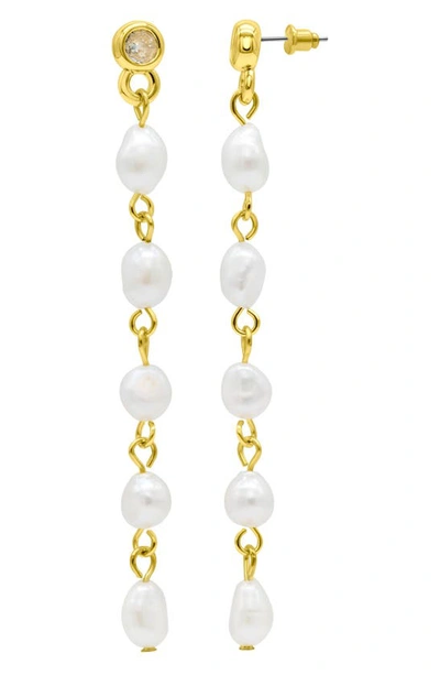 Shop Adornia Freshwater Pearl Linear Drop Earrings In Gold