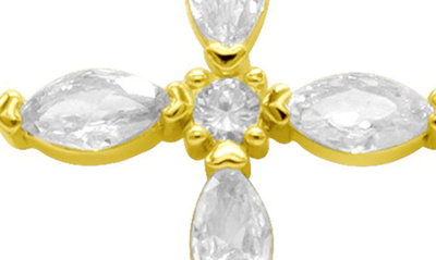 Shop Adornia Cz Cross Pendant Paper Clip Chain Necklace In Gold