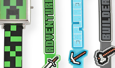 Shop Accutime Kids' Minecraft Lcd Watch & Bracelet Set In Green Multi