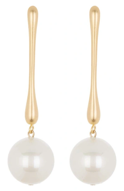 Shop Nakamol Chicago Imitation Pearl Linear Earrings In White