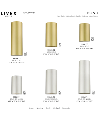 Livex Bond 1 Light Outdoor And Indoor Ada Large Sconce In Brushed Nickel