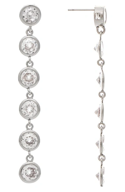 Shop Rivka Friedman Bezel Set Cz Linear Drop Earrings In White Rhodium
