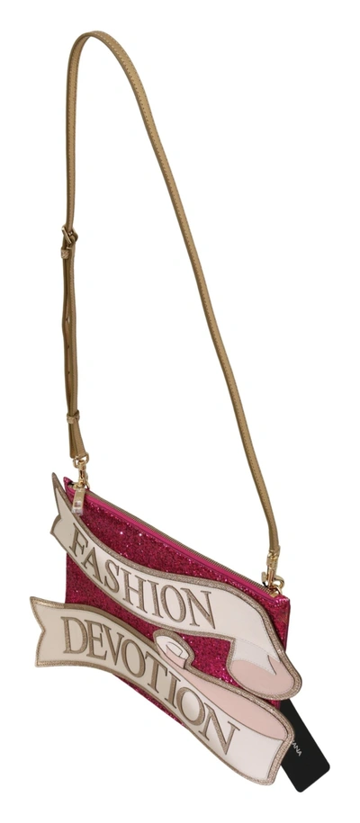 Shop Dolce & Gabbana Pink Glittered Fashion Devotion Sling Cleo Women's Purse
