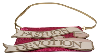 Shop Dolce & Gabbana Pink Glittered Fashion Devotion Sling Cleo Women's Purse
