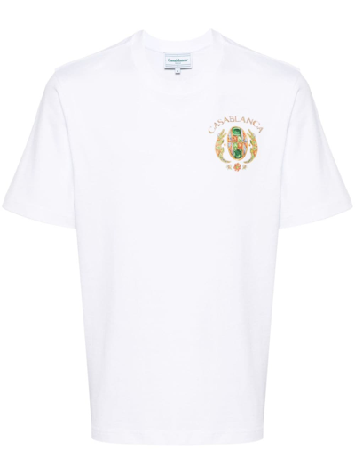 Shop Casablanca Logo Organic Cotton T-shirt In White