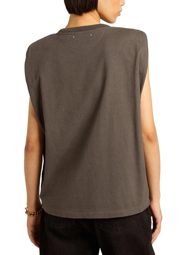 Shop Golden Goose Journey W`s Sleeveless Padded Shoulder T-shirt Clothing In Grey
