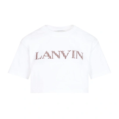 Shop Lanvin Curb Embroidered Cropped T-shirt Clothing In White