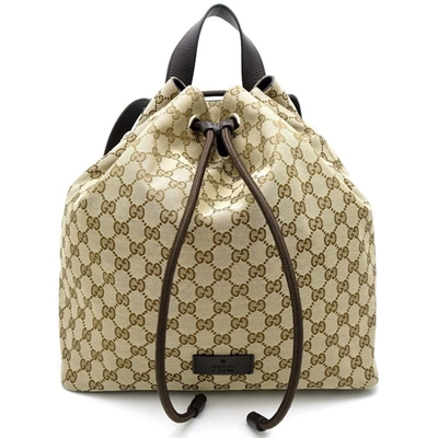 Shop Gucci Gg Canvas Beige Canvas Backpack Bag ()