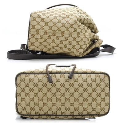 Shop Gucci Gg Canvas Beige Canvas Backpack Bag ()