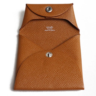 Shop Hermes Hermès Bastia Brown Leather Wallet  ()