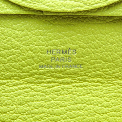 Shop Hermes Hermès Bastia Green Leather Wallet  ()