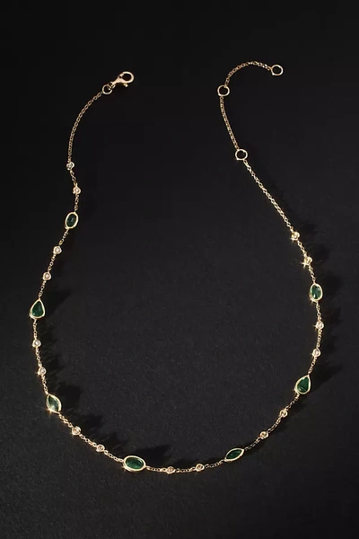 Shop Luna Skye Emerald Bezel Choker Necklace In Gold