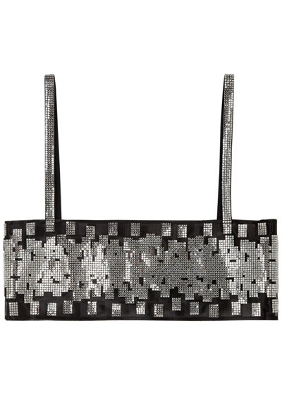 Shop Nue Studio Pixel Crystal-embellished Mesh Bra Top In Black