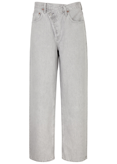 Shop Agolde Criss Cross Straight-leg Jeans In Light Grey
