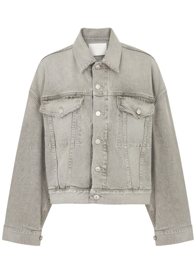 Shop Citizens Of Humanity Quira Distressed Denim Jacket In Light Grey