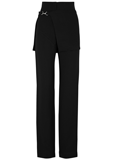 Shop Paris Georgia Apron Layered Slim-leg Trousers In Black