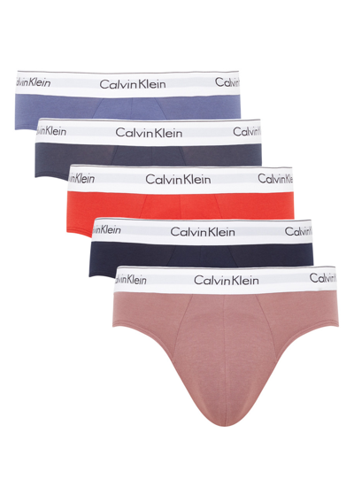 Shop Calvin Klein Logo Stretch-cotton Briefs In Multicoloured