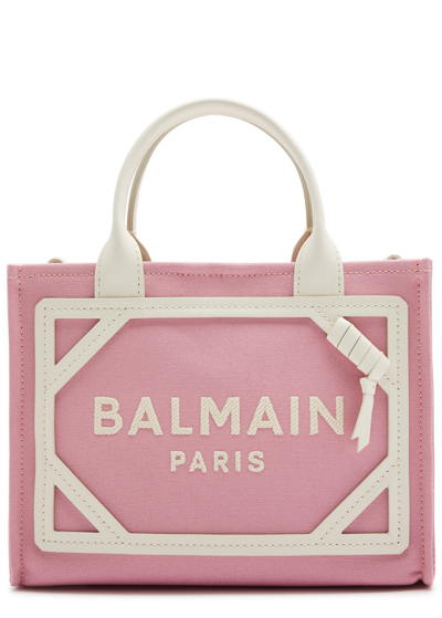 Shop Balmain B-army Small Canvas Tote In Pink