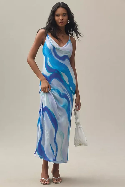 Shop Bhldn Astrid Sleeveless Satin Midi Dress In Multicolor