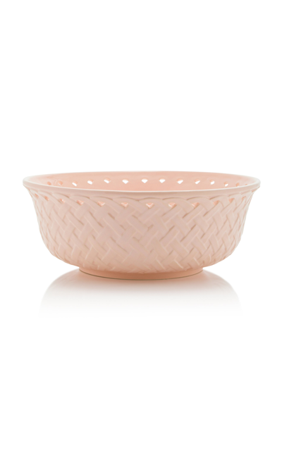 Shop Moda Domus Large Openwork Creamware Salad Bowl In Pink