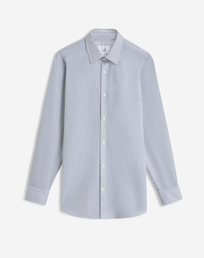 Shop Dunhill Giza Cotton Stripe Formal Shirt In Blue