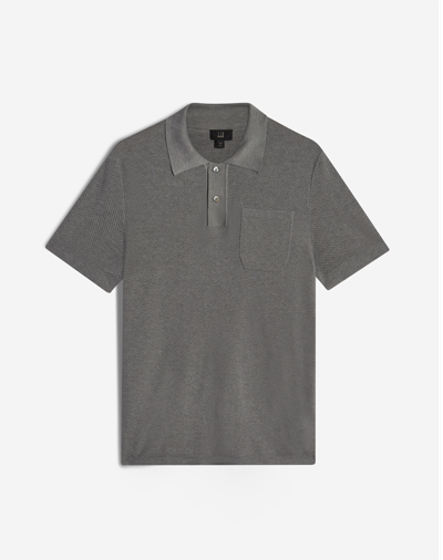 Shop Dunhill Archive Textured Short Sleeve Polo In Grey