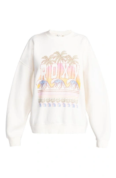 Shop Roxy Lineup Oversize Graphic Sweatshirt In Egret